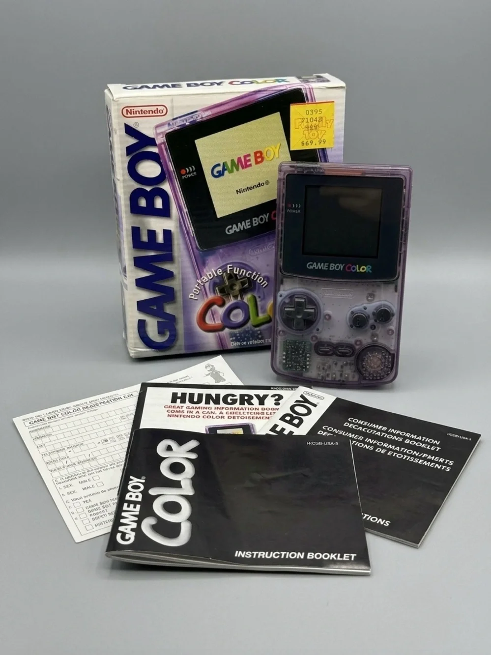 VINTAGE 90’s Nintendo Game Boy Color Atomic Purple Complete Box Set Y2K Tech